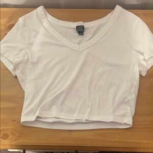 Wild Fable White V-Neck Crop Top